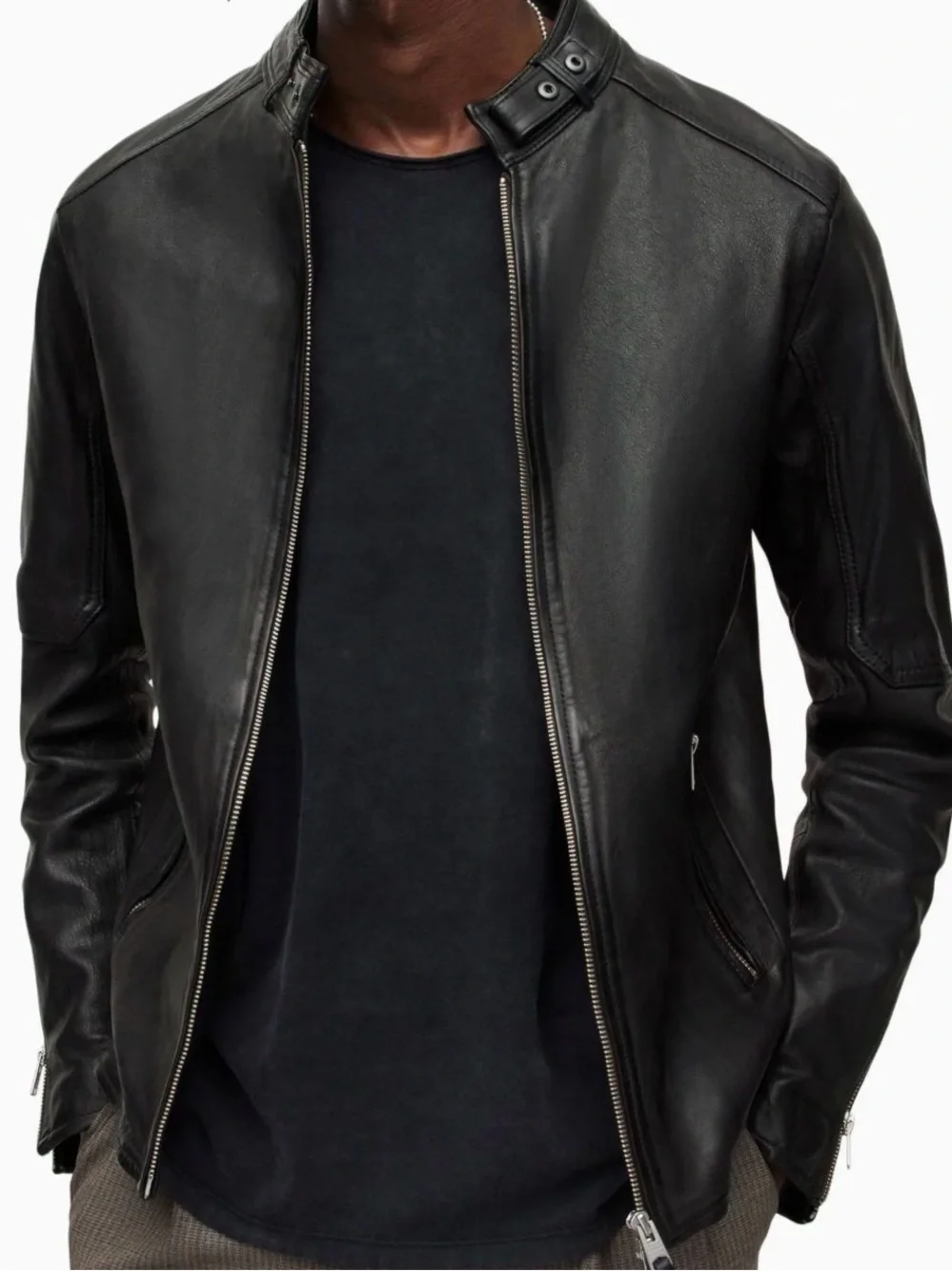 All Saints Cora Black Leather Motorcycle Jacket - Picture 2 of 10